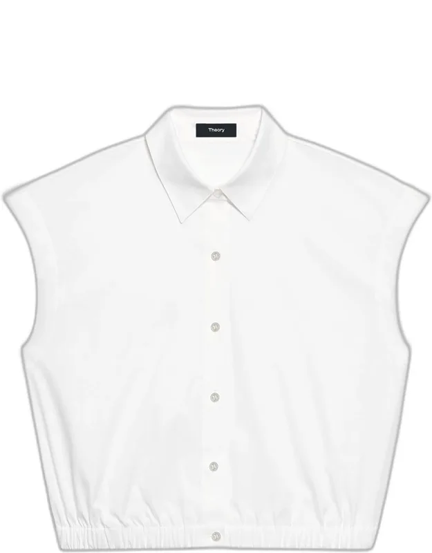 Cropped Button-front Shirt