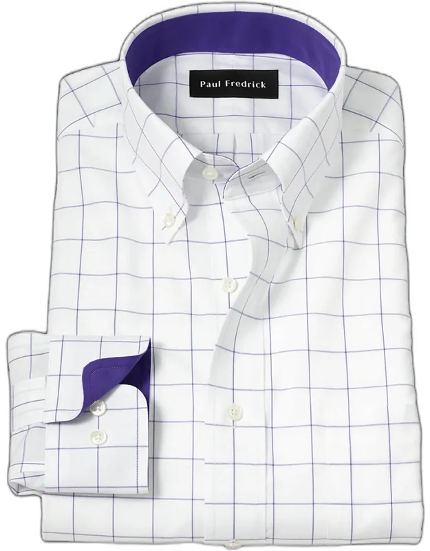 Non-iron Cotton Windowpane Dress Shirt
