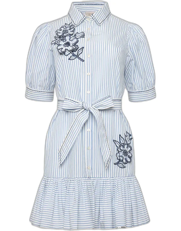 Pinstripe Floral Mini Dress