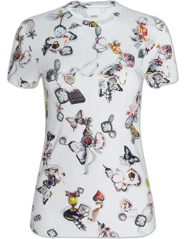 Fitted Butterfly-print Short-sleeve T-shirt