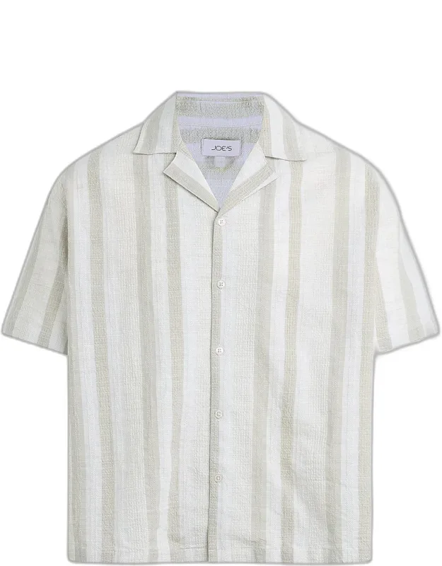 Dobby Stripe Cotton And Linen Cabana Shirt