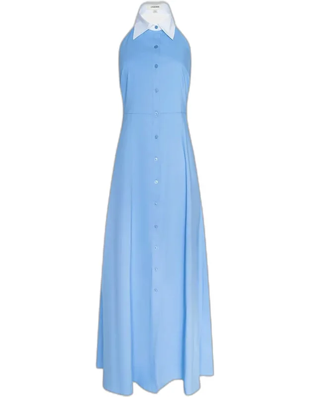 Cotton Poplin Halter Maxi Dress