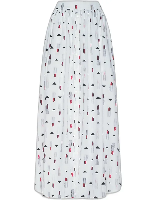 Seina Lipstick-print Midi Skirt