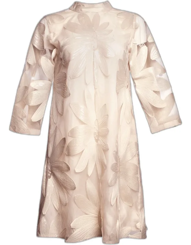 Floral Sequin Mock-neck Mini Dress
