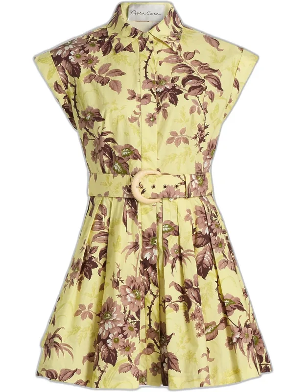 Octavia Mini Dress With Adjustable O-ring Belt And Side Seam Pockets