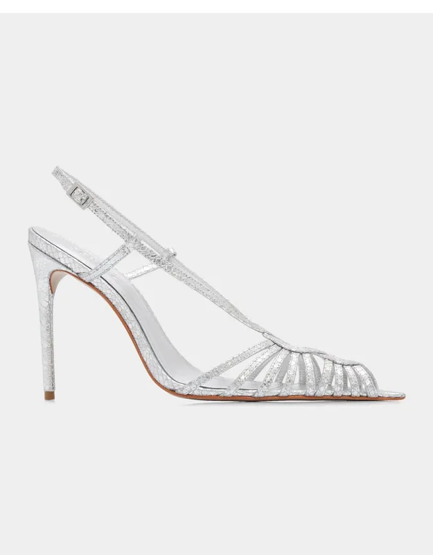 Snakeskin-embossed Leather Peep-toe Sandals