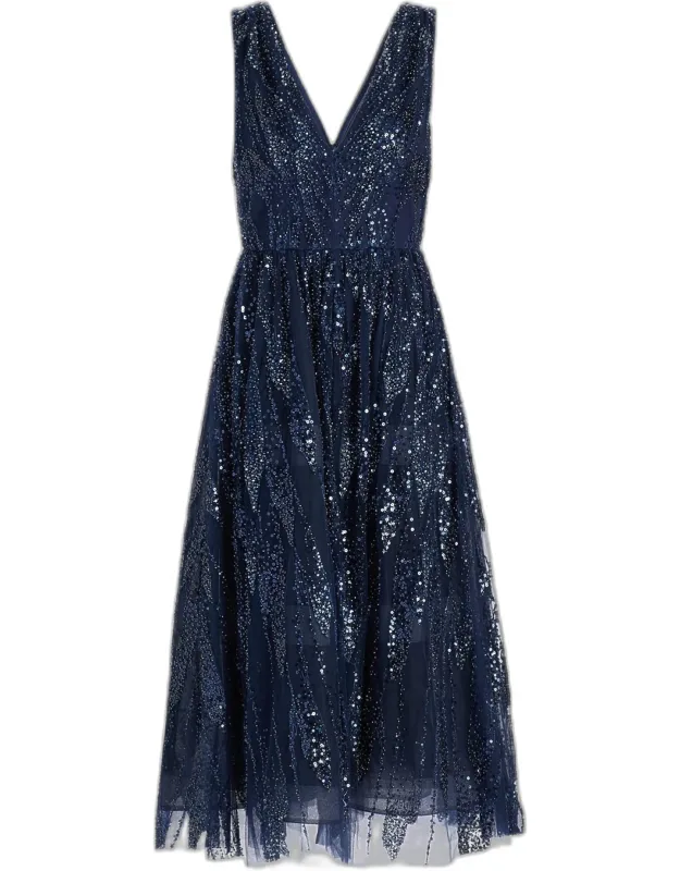 Embroidered V-neck Dress