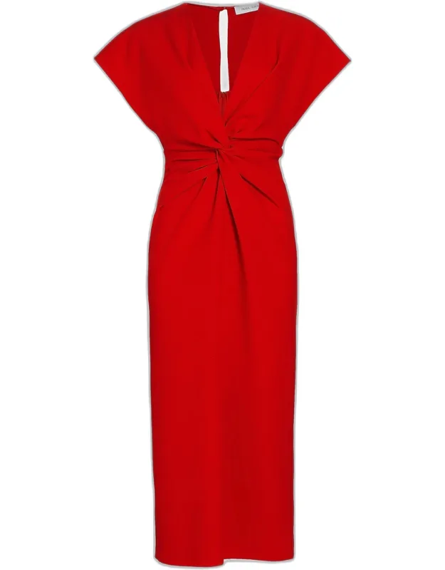 Twisted Cap-sleeve Midi Dress