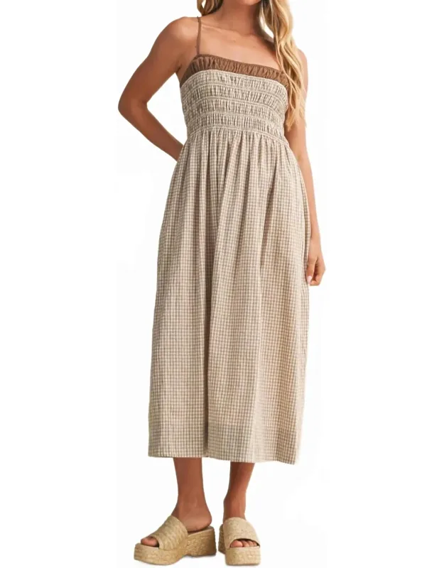 Sunlit Meadow Smocked Gingham Midi Dress