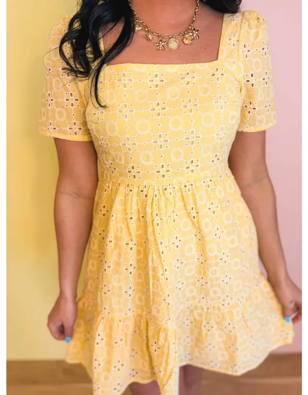 Eyelet Embroidered Mini Dress