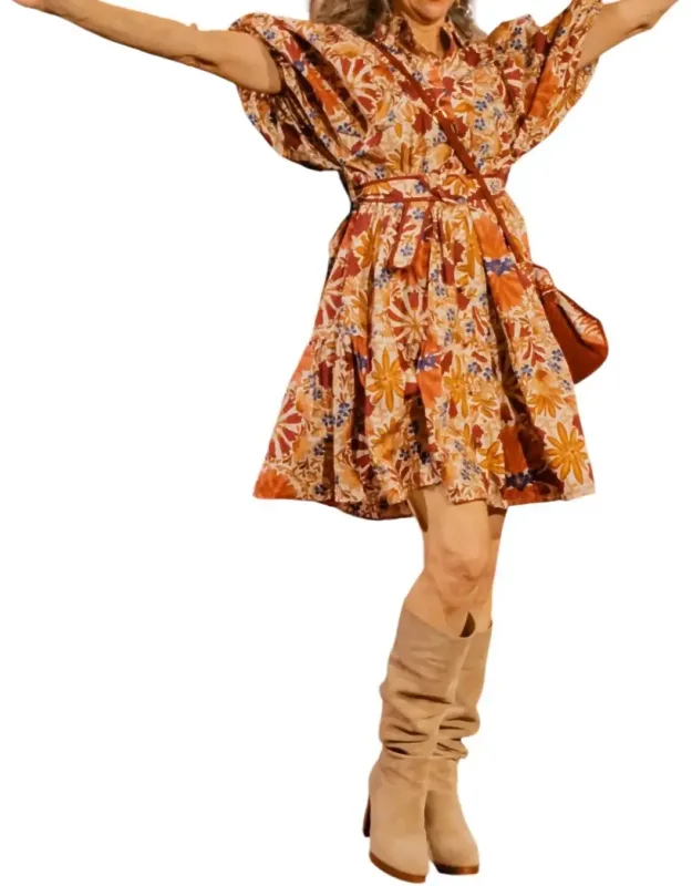 Floral Ruffle Sleeve Mini Dress