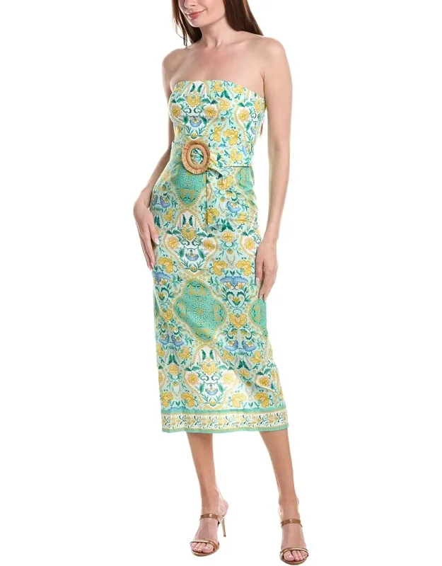 Strapless Printed Midi Dress