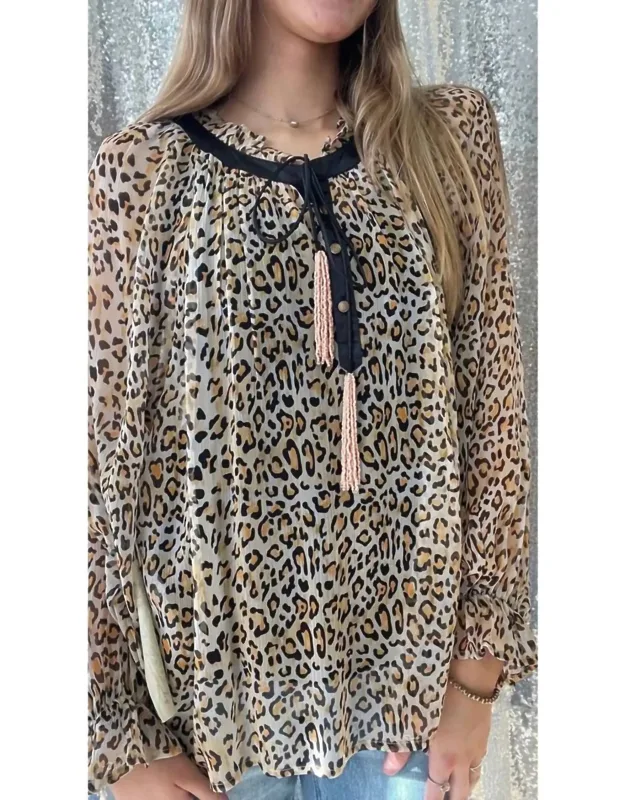 Chiffon Blouse With Beaded Tassel Detail And Matching Cami Set