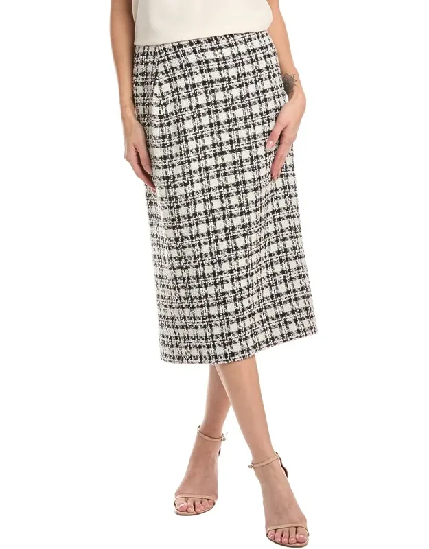 Plaid Wool-blend Pencil Skirt