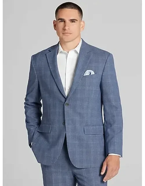 Slim Fit Plaid Wool Blend Suit Jacket
