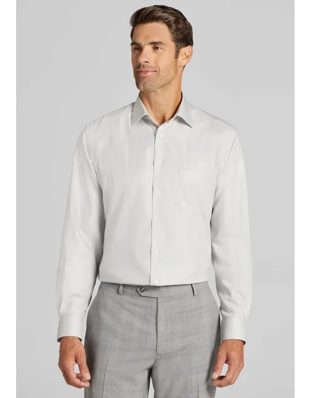 Reserve Collection Tailored Fit Solid Herringbone Dress Shirt