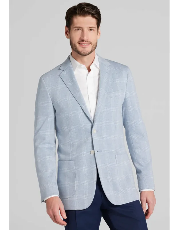 Slim Fit Comfort Stretch Knit Plaid Sportcoat