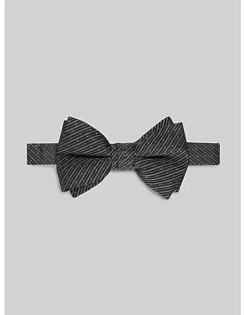 Ribbed Stripe & Dots Double-decker Pre-tied Bow Tie