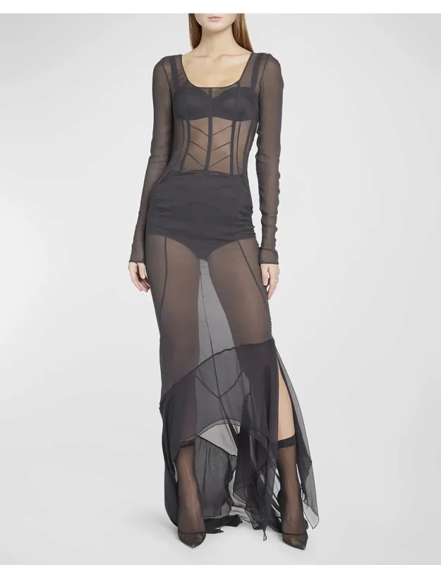 Sheer Corset Maxi Dress