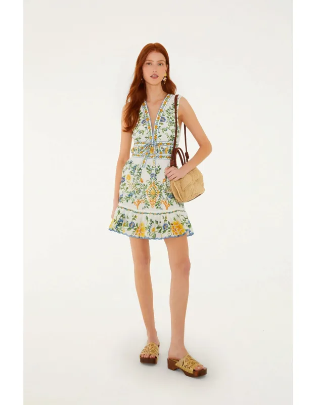 Floral Tapestry Ruffled Mini Dress