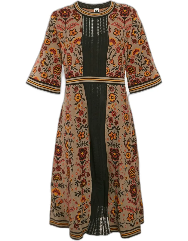 _midi Dress With Earthy Tones And Cozy Knit Texture_