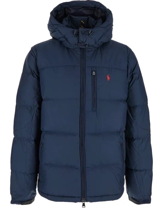 Puffer Jacket With Fixed Hood And Embroidered Logo In Tech Fabric