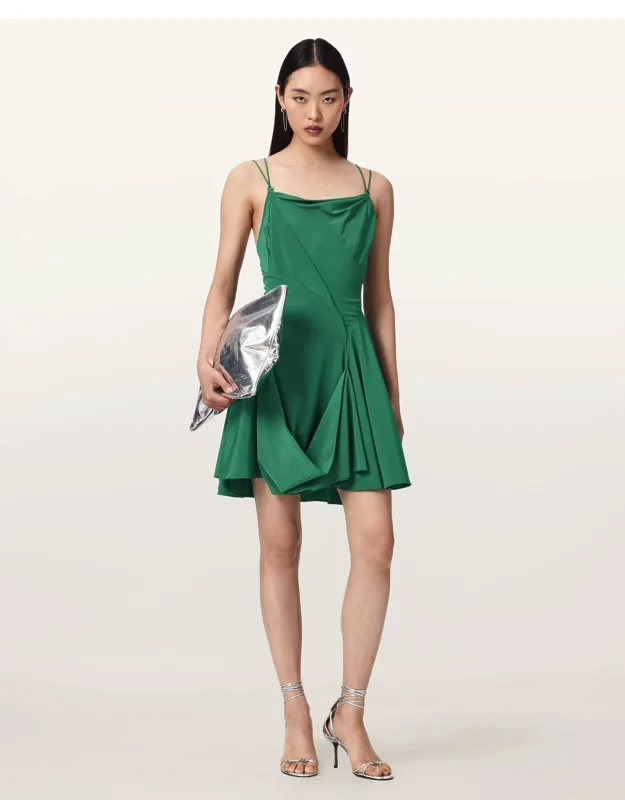 Asymmetrical Draped Mini Dress