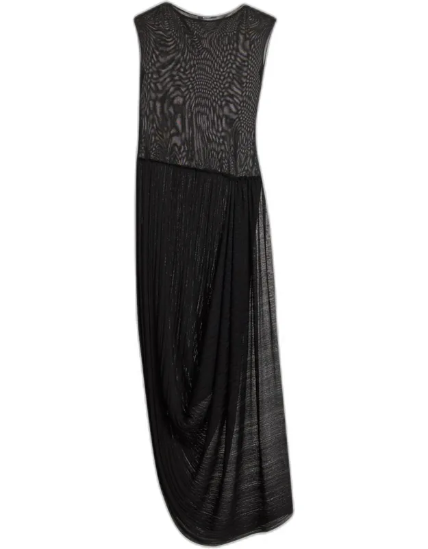 Flechage Semi-sheer Draped Dress