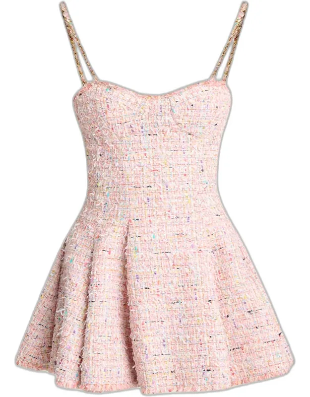 Tweed Sleeveless Flared Mini Dress