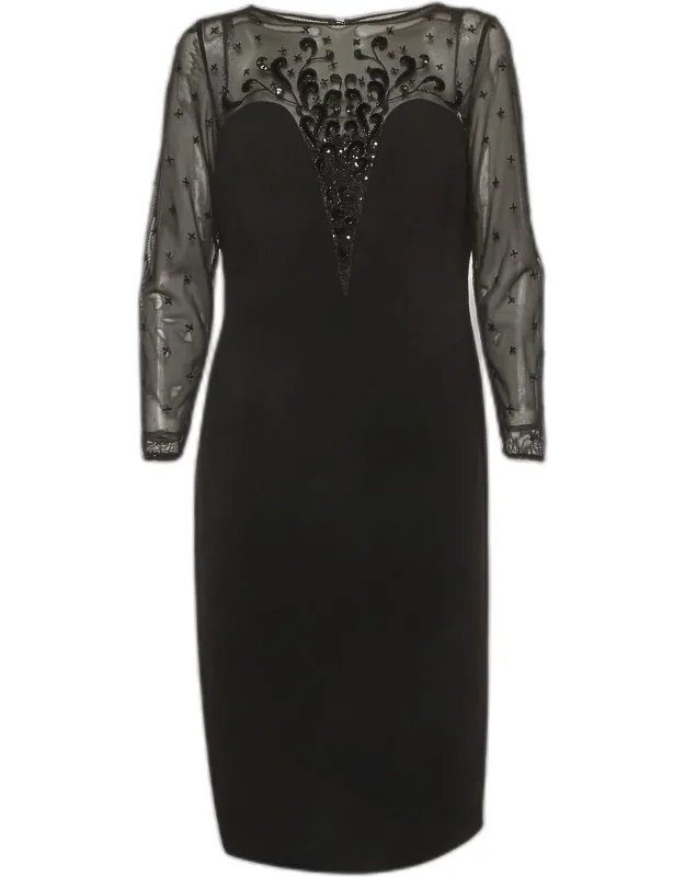 Couture Bead Embellished Lace And Wool Crepe Dress