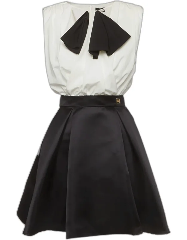Crepe And Satin Detachable Mini Dress