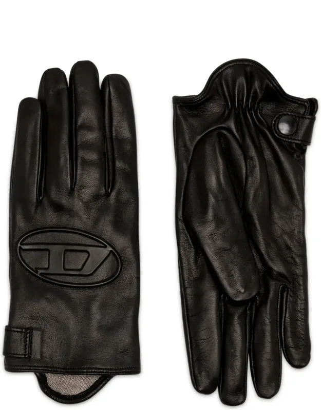 Leather Gloves With 3d Oval D Logo
