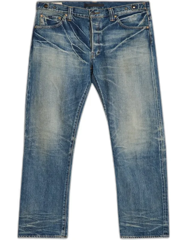 Vintage-effect Denim Straight-leg Jeans