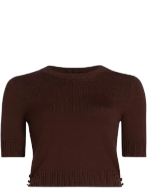 Short-sleeve Button-side Crewneck Sweater