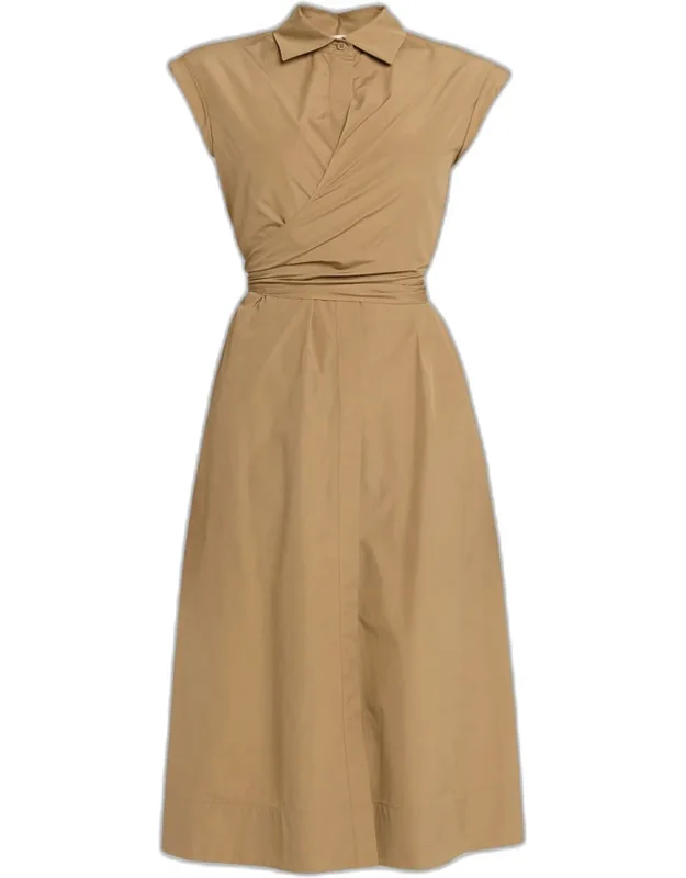 Wrap-front Cotton Midi Shirtdress
