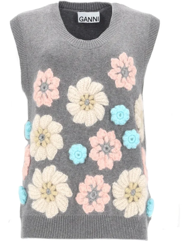 Gilets With Floral Appliqués