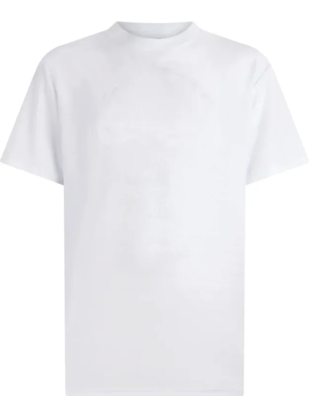 Round Neck T-shirt Jacquard Skull - Tone On Tone Jacquarded Pattern, Rib Knit Neckline