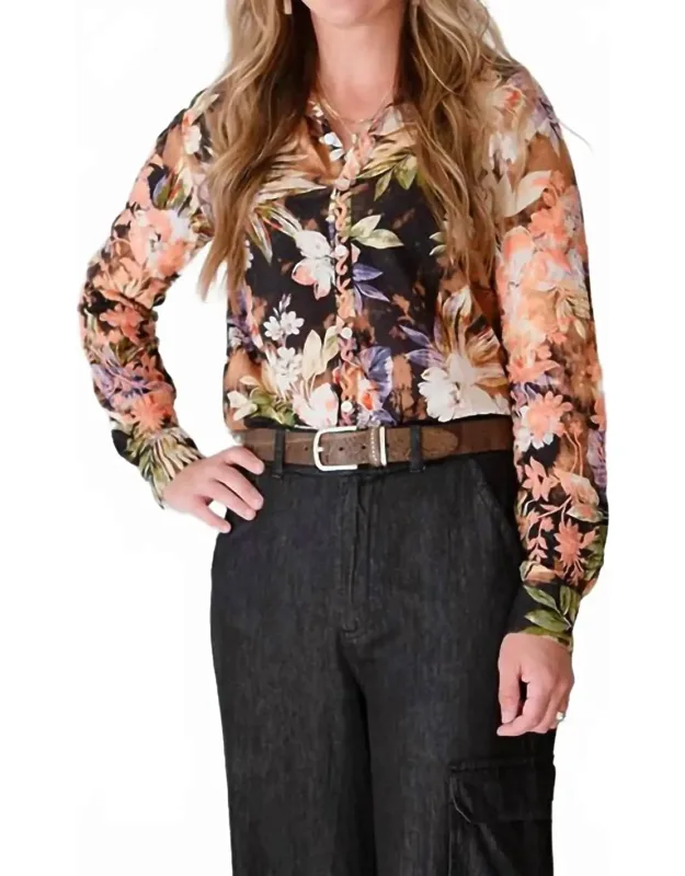 Long Sleeve Blouse In Floral
