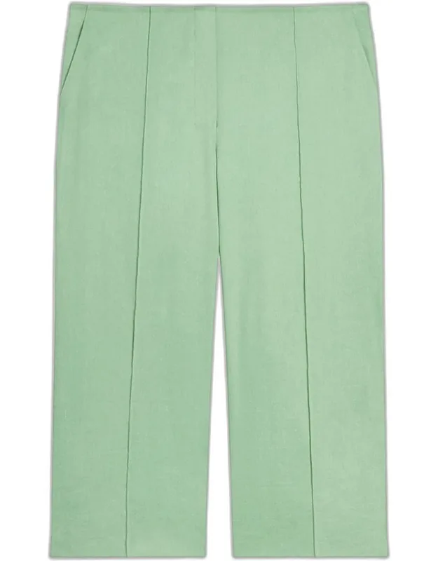 Slit-cuff Linen-blend Capri Pants