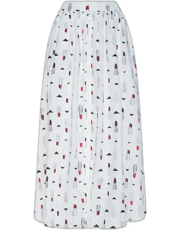 Lipstick-print Midi Skirt