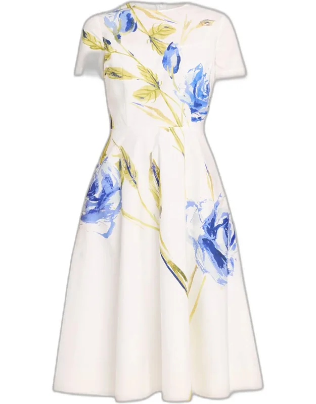 Floral Print Short-sleeve Midi Dress