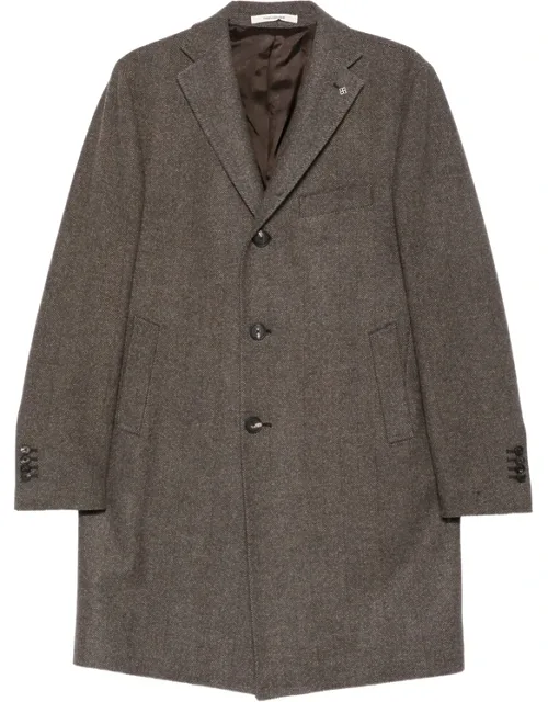 Herringbone-pattern Single-breasted Coat