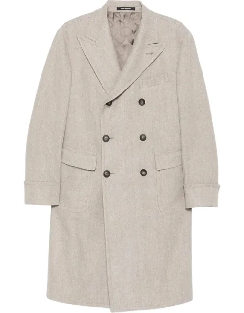 Double-breasted Herringbone-pattern Coat