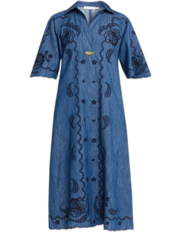 Embroidered Midi Dress