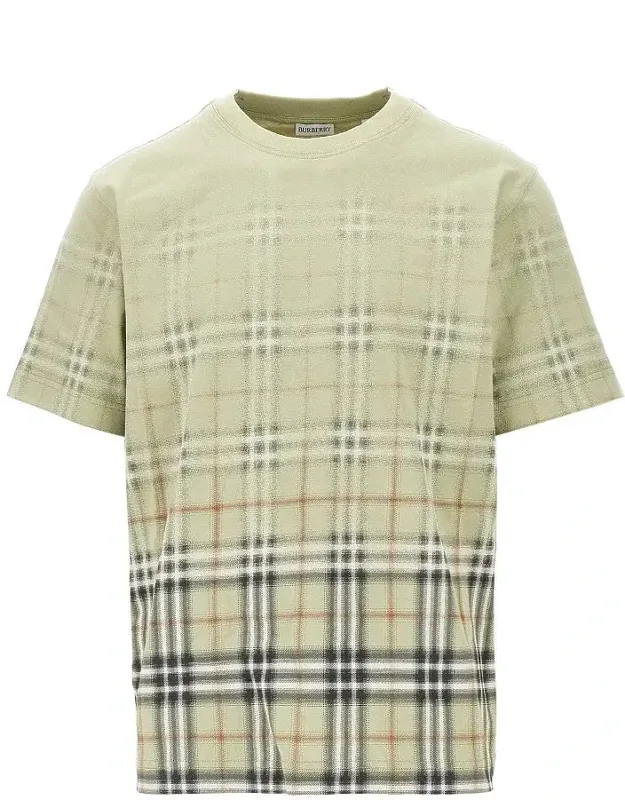 Cotton T-shirt With Faded Check Motif