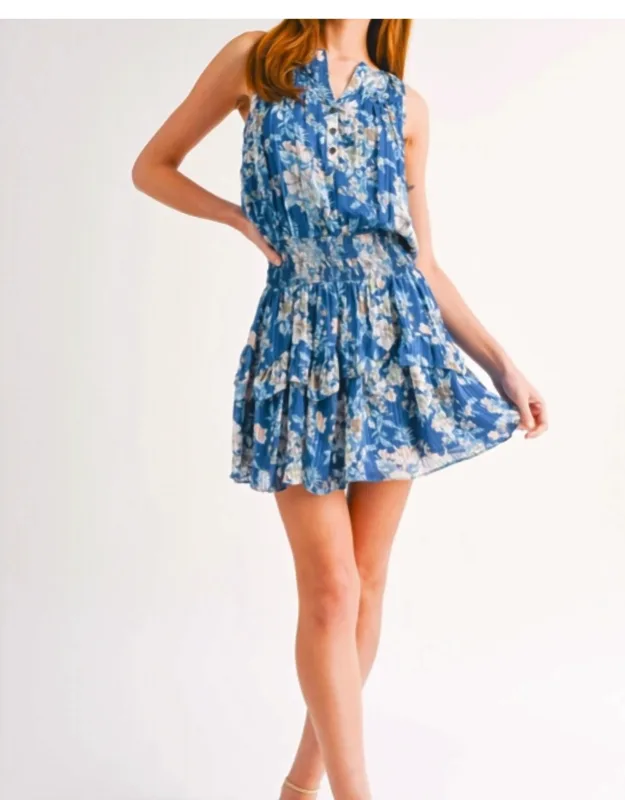 Half Button Sleeveless Mini Dress