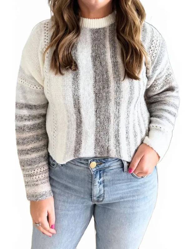 Contrast Trim Striped Sweater