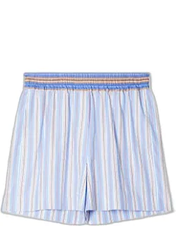 Light Blue Stripe Cotton Shorts