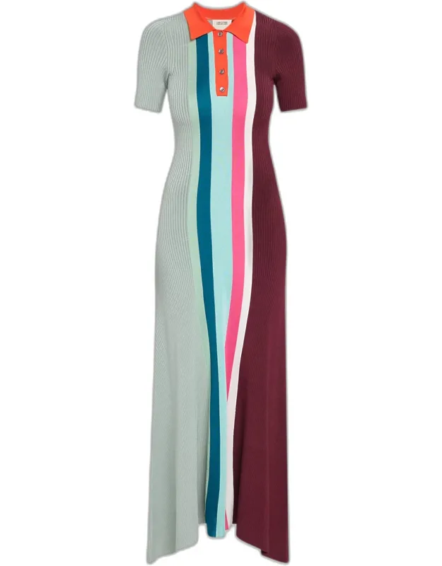 Bowling Colorblock Knit Midi Polo Dress