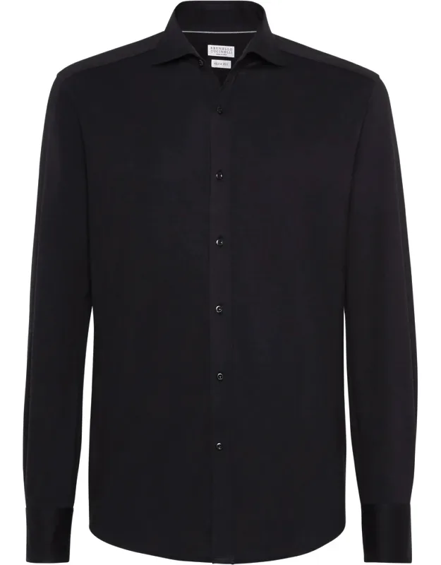 Spread-collar Cotton Shirt